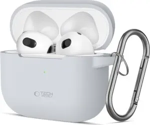 Силиконовый чехол с карабином Tech-Protect для Apple AirPods 3 — серый