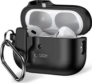 Тонкий защитный чехол с карабином для Apple AirPods Pro (1/2) — Tech-Protect, чёрный
