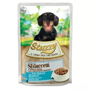 Влажный корм для собак Agras Pet Foods Stuzzy Sfilaccetti белая рыба 100 г саше