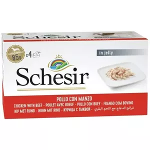 Консервы для собак Agras Pet Foods Schesir Курица с говядиной в желе, 4 x 85 г, взрослым, влажность 86%