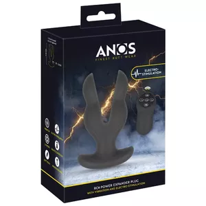Анальный вибратор ANOS RC Power Expander Plug — силикон, 2 мотора, э-стим и вибрация, USB-зарядка, вставляемая длина 9 см, макс. Ø 6,5 см