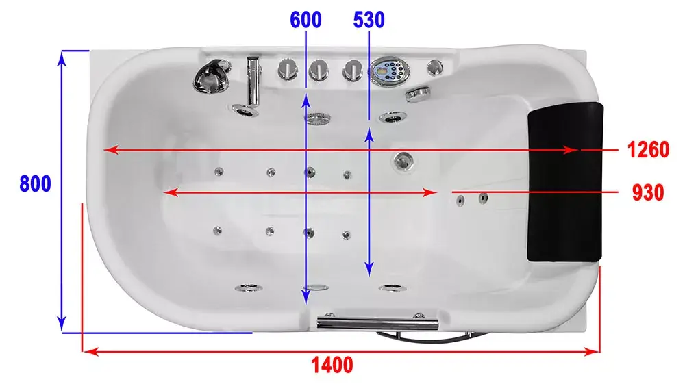 Massage bathtub AMUE AMO-1683 Right 140×87 cm Photo 8
