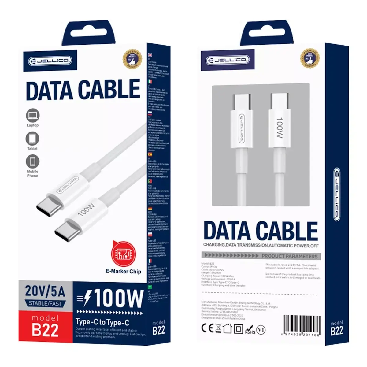 Кабель USB-C–USB-C Jellico B22 100 Вт 1 м Photo 5