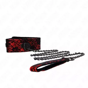 Lace Necklace with Belt KINK COLLAR & GAG D-240757 — Real Leather, 105 cm