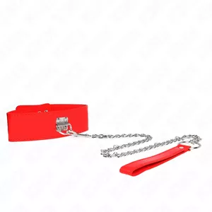 KINK - NECKLACE WITH BELT 65 CM WITH WIDE RED STRAP ADJUSTABLE 33.5-41 CM X 5 CM