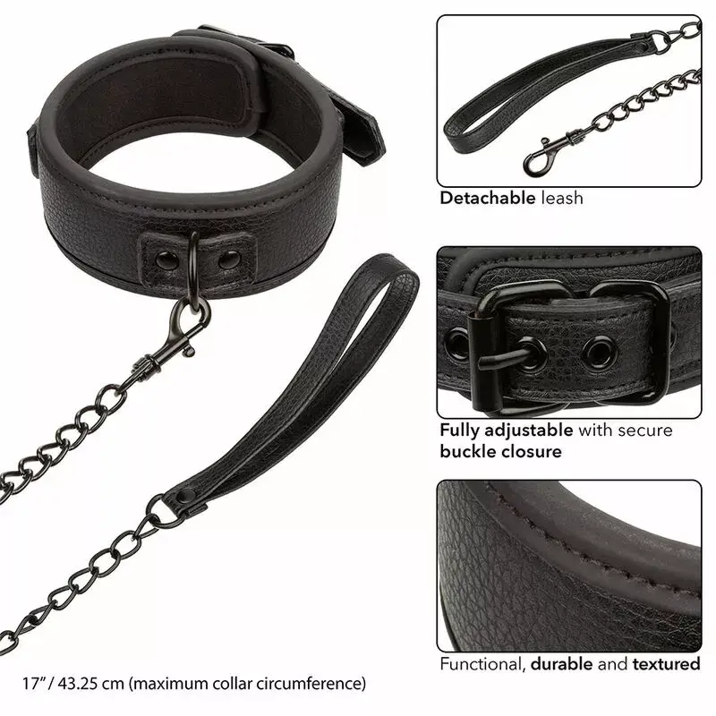 Leather Collar & Leash CALEXOTICS Nocturnal Photo 4