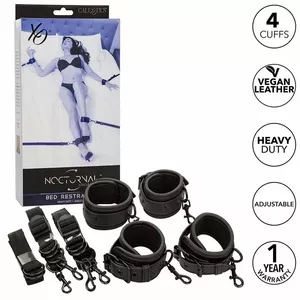 Бондаж CALEXOTICS NOCTURNAL BED RESTRAINTS КОЖАНЫЕ РЕГУЛИРУЕМЫЕ ЧЕРНЫЕ