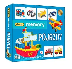 Galda spēle Adamigo Memory vehicles game 7257 — bērnu atmiņas spēle ar transportlīdzekļu kartītēm