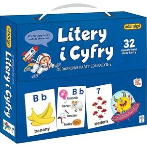 Educational flash cards Adamigo Game Letters and Numbers pictorial set for learning alphabet and numerals