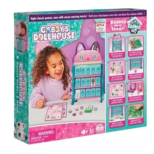 Board Game Spin Master — Gabby’s Dollhouse Multi-Game Set: Checkers, Tic Tac Toe, Memory, Go Fish, Bingo — Ages 4+