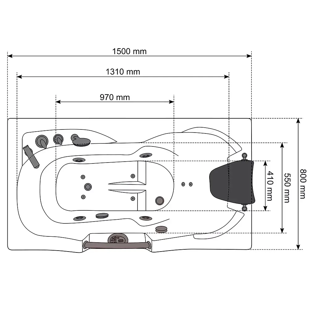AMUE AMO-0204 massage bathtub 150×83 cm Photo 7