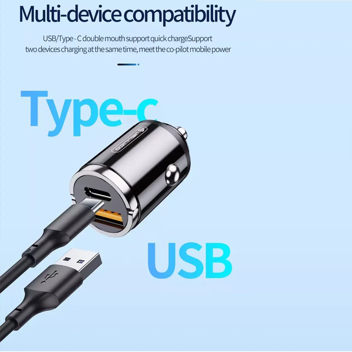 Jellico F6BK автомобильное зарядное USB-C PD 20W + USB QC 18W Photo 2