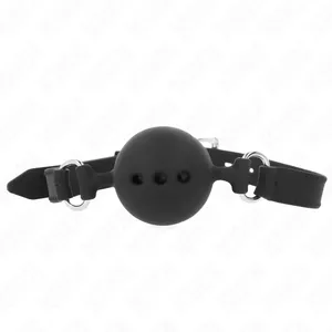 Кляп KINK COLLAR & GAG D-240815 из цельного силикона 55×2 см регулируемый 35–51 см чёрный