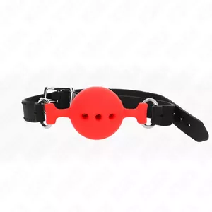 Кляп KINK COLLAR & GAG Полный силикон, регулируемый ремень 35–51 см с красным шаром 4,5 см
