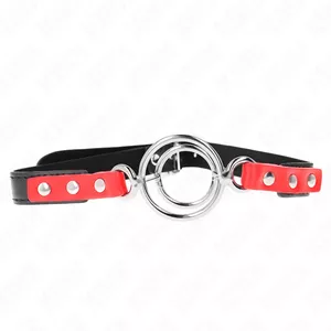Кляп KINK COLLAR & GAG D-240832 с множеством O-кольцев, красный, O-кольца 4 и 4.8 мм, ремень 38 x 56 см