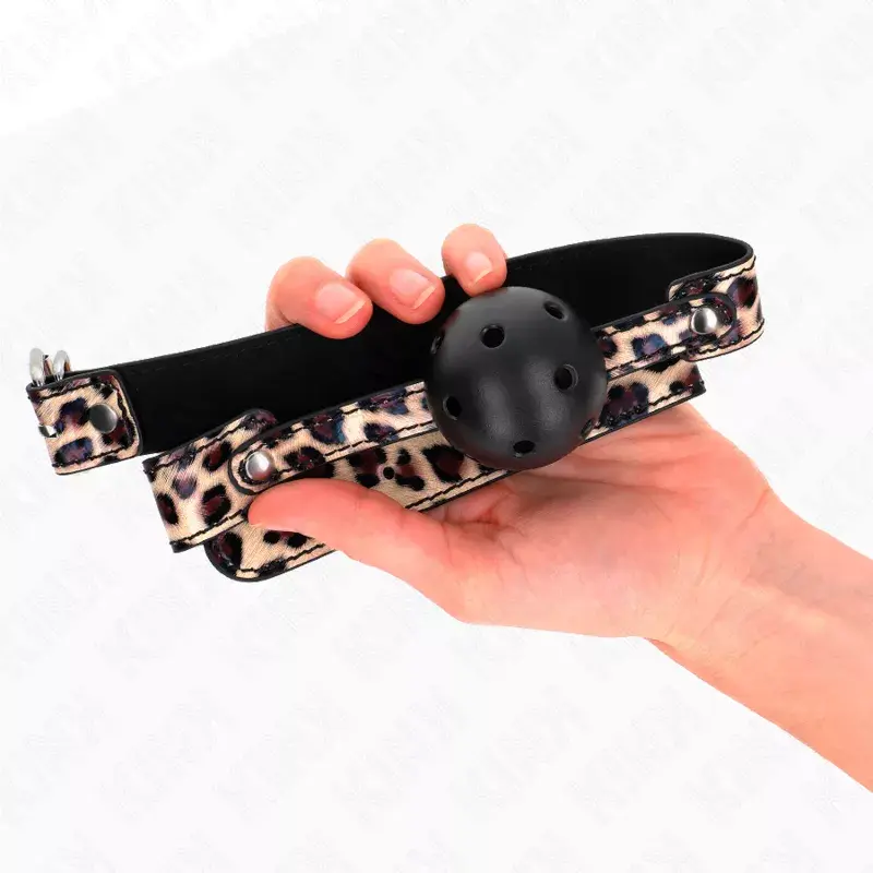 Кляп KINK COLLAR & GAG Leopard дышащий шар 4,5 см Photo 3