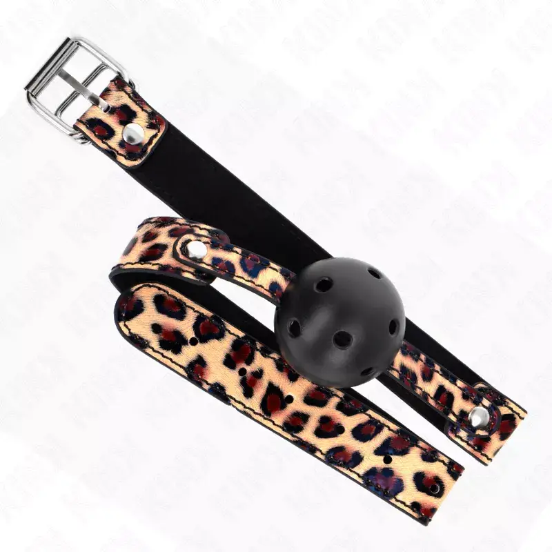 Кляп KINK COLLAR & GAG Leopard дышащий шар 4,5 см Photo 4