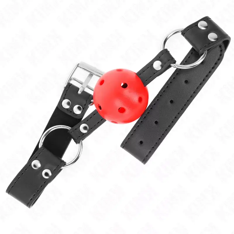 Кляп KINK COLLAR & GAG дышащий шар 4 см двойной заклёп Photo 2