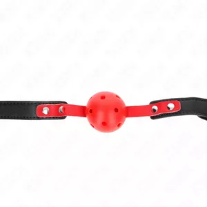 Кляп KINK COLLAR & GAG шар жесткий полый 4 см с черным ремнём регулируемый 37–52 см