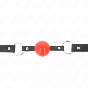 Кляп KINK COLLAR & GAG D-240866 — шар 4 см красный, ремешок чёрный 60 x 2 см