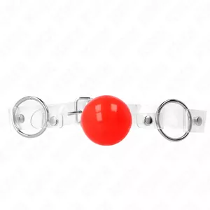 KINK COLLAR & GAG регулируемый кляп с прозрачным красным шаром из ПВХ, шар 4 см