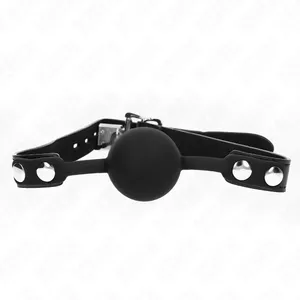 Силиконовый кляп Gag KINK COLLAR & GAG Model 1 — шар 4 см, ремешок 60 x 2 см с замком