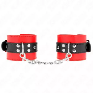 Наручники KINK Кожа Красные с Черным Регулируемые 17-28 см x 6 см