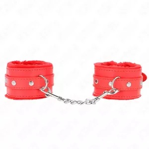 Наручники KINK С меховой подкладкой Красные Регулируемые 17-29 см x 6 см