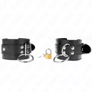 Наручники KINK Кожа Черные Регулируемые 20-28 см x 5.5 см
