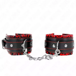 Wrist Restraints KINK Fur Lined Adjustable Red Black 17-29cm x 6cm