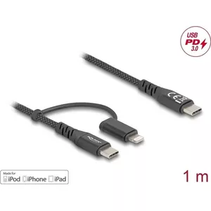 DeLOCK USB Cable USB 2.0 1m USB C USB C/Lightning Black