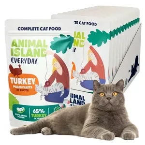 Консервы для кошек animal island Everyday Филе индейки в бульоне, 12 x 85 г — для взрослых, влажность 83%, белок 9%