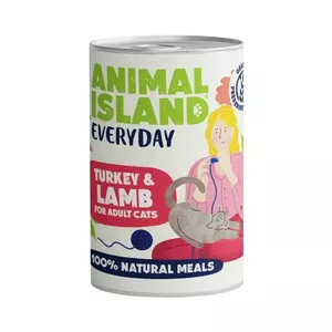 Влажный корм для кошек animal island Everyday Индейка и Баранина 400 г — полный рацион для взрослых, белок 11,1%, жир 5,3%, влага 78,8%