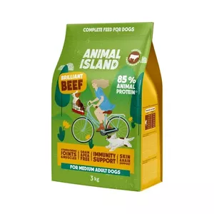 Сухой корм для собак animal island Brilliant beef 3 кг — Взрослым, 36% белка, 16% жира, без глютена и сои, влажность 9%