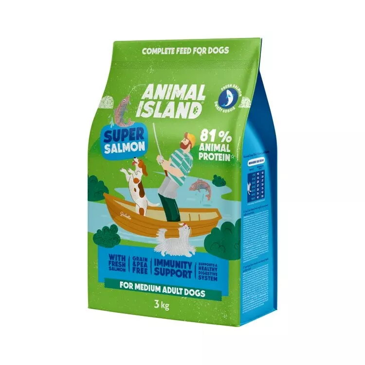 Sausa suņu barība animal island Super