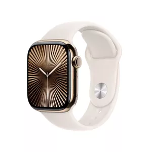 Viedpulkstenis Apple Watch Series 10 GPS + Cellular 42mm Zelta titāna korpuss Starlight sporta siksna S/M
