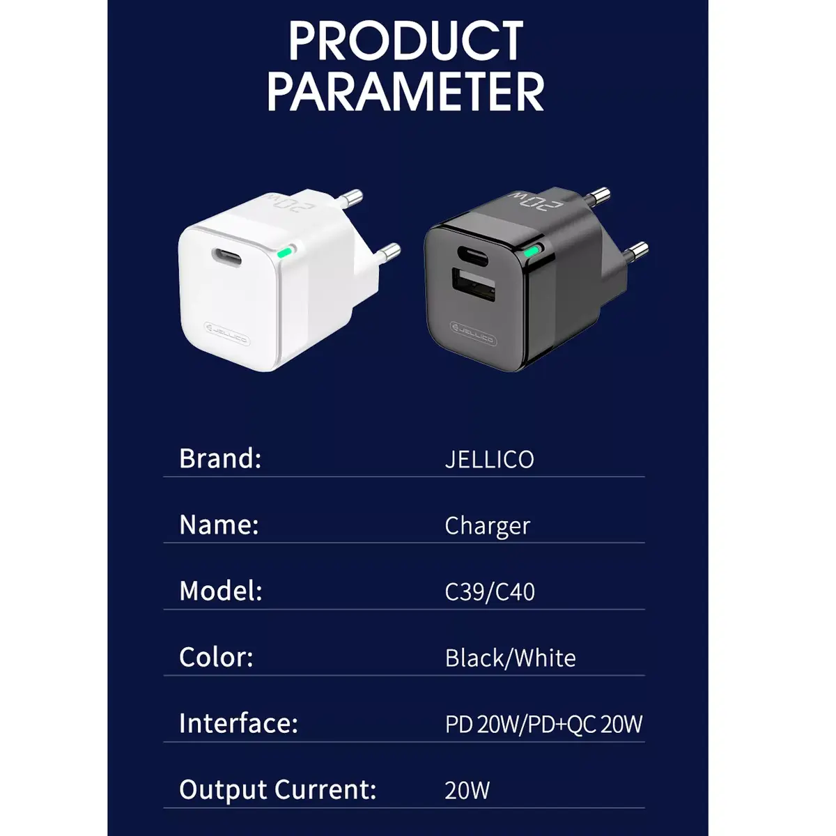 Jellico C40 Mini PD 20W QC 3.0 USB-C 3A зарядное Photo 10