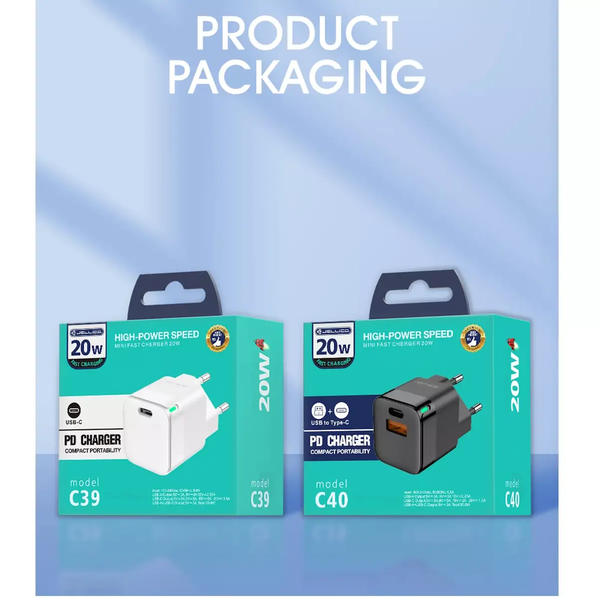 Jellico C40 Mini PD 20W QC 3.0 USB-C 3A зарядное Photo 12