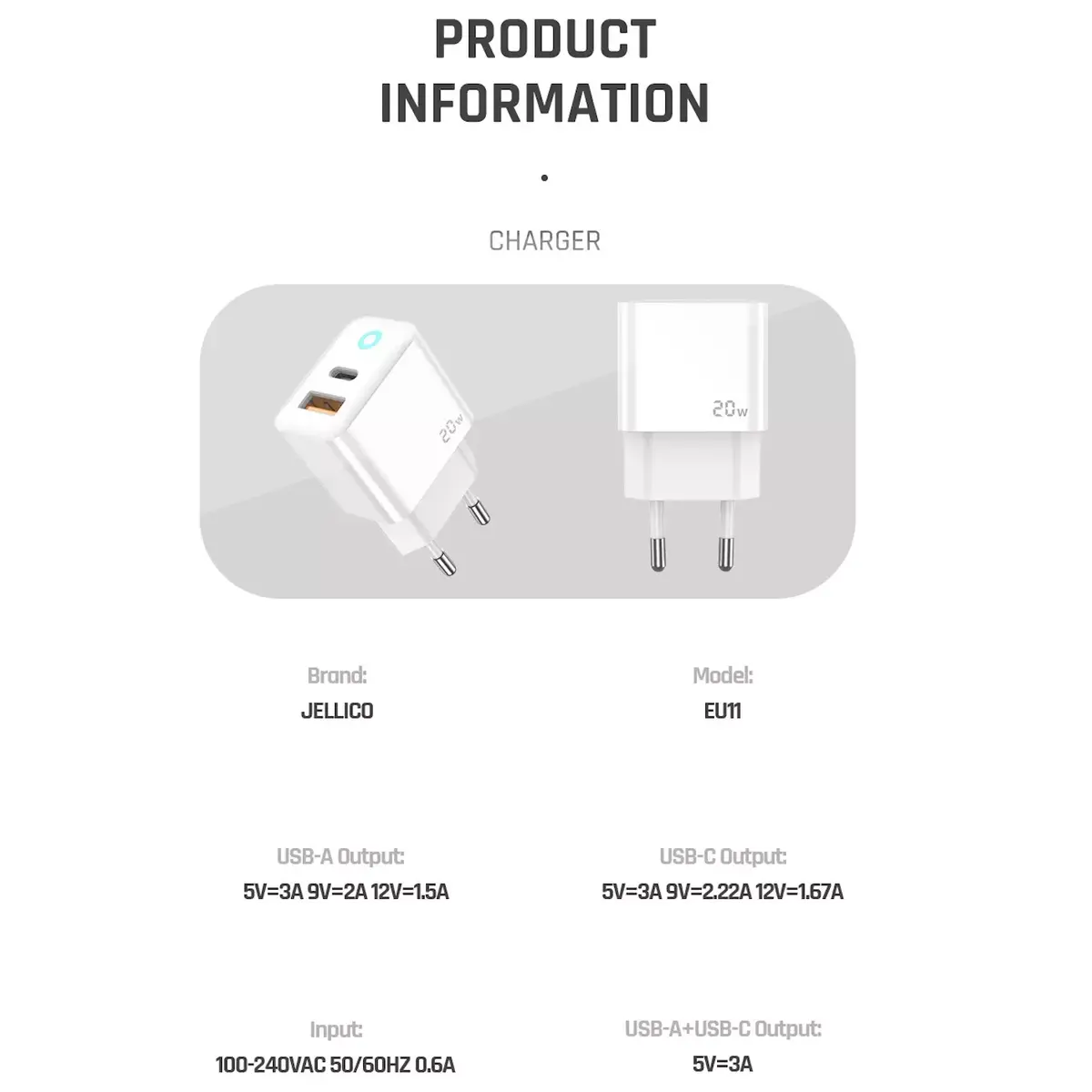 Jellico EU11 20W PD USB-C зарядное Photo 7