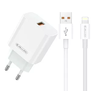 Wall charger Jellico AK-165 22.5W QC 3.0 with 1x USB port and 1m integrated Lightning cable, white