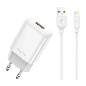 USB lādētājs Jellico EU01 12W 1x USB 2.4A, kompakts sienas adapters portatīvajām ierīcēm