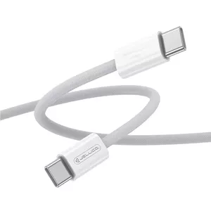 Jellico IP15 Pīta auduma iPhone 15 / 16 USB-C uz USB-C Datu &amp; Ātrās PD 60W uzlādes kabelis 1m Balts