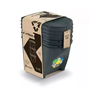 Trash bin set Prosperplast Sortibox 25L (3-piece) Anthracite ECO Wood