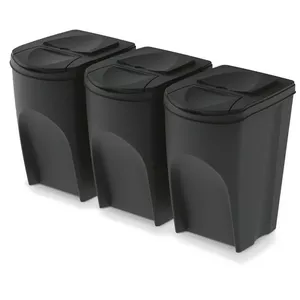 Trash bin Prosperplast IKBW35S3-S411 3×35 L black, three-compartment waste sorter