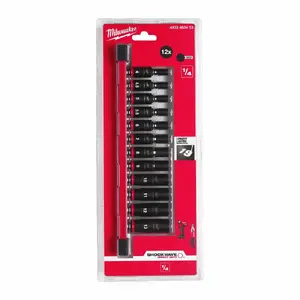 Impact Socket Set 1/4" MILWAUKEE 4932480453 — 12 pieces, impact-rated sockets
