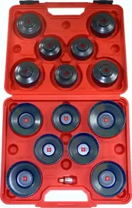 Filter Key Silver 10490 — oil filter wrench set, 15pcs, silver finish