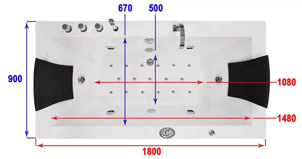 Bathtub AMUE AMO-1658 Double 183x91 cm Photo 10