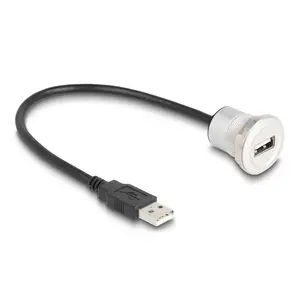 USB Cable DeLOCK 88181 USB 2.0 0.3m USB A Black Silver