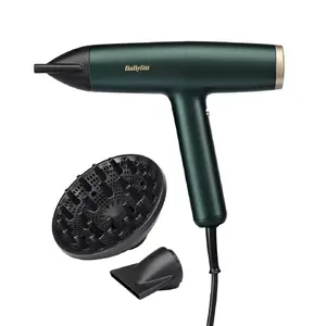 Фен BABYLISS D6555DE, 1700 Вт, цифровой мотор, ионизация и керамическое покрытие, 3 скорости, 4 уровня температуры, холодный воздух, 2 насадки + диффузор, шнур 2,5 м, золотой