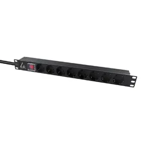 Lanview LVR-2MSCH-SCH-C13-8 Basic Power Distribution Unit Rack Mount 1U Single-phase 8 AC Outlets Type F 230V 16A 2m Cable Black